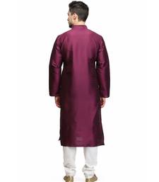 Purple raw silk STITCHED kurta WITH pajama