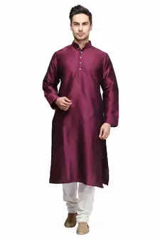 Purple raw silk STITCHED kurta WITH pajama