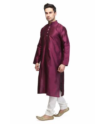 Purple raw silk STITCHED kurta WITH pajama 3