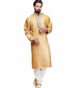 Yellow raw silk STITCHED kurta WITH pajama