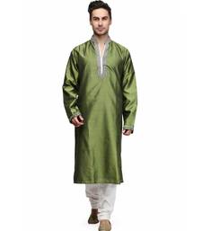 Green raw silk STITCHED kurta WITH pajama