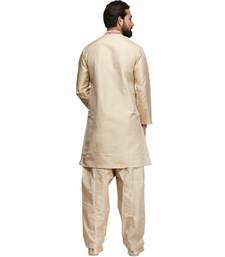 Beige cotton STITCHED kurta WITH pajama