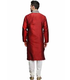 Maroon raw silk STITCHED kurta WITH pajama