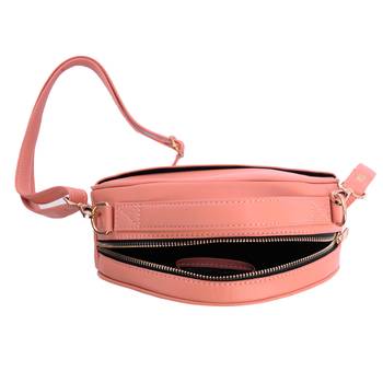 Peach Round Sling Bag for Women & Girls With Detachable Strap 5