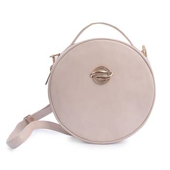 Cream Round Sling Bag Women & Girls With Detachable Strap 1