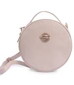 Cream Round Sling Bag Women & Girls With Detachable Strap