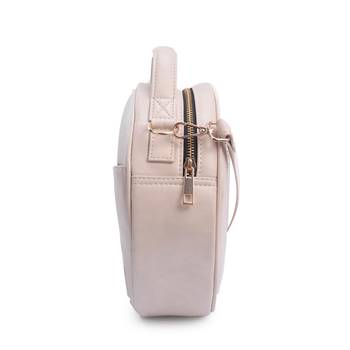 Cream Round Sling Bag Women & Girls With Detachable Strap 4