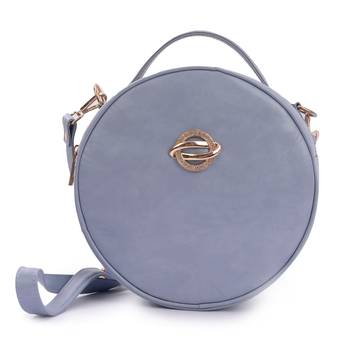 Grey Round Sling Bag for Women & Girls Detachable Strap 1