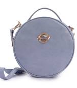Grey Round Sling Bag for Women & Girls Detachable Strap