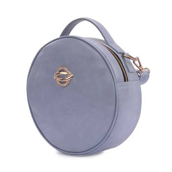 Grey Round Sling Bag for Women & Girls Detachable Strap 3