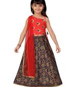 Navy-blue embroidered silk stitched lehenga