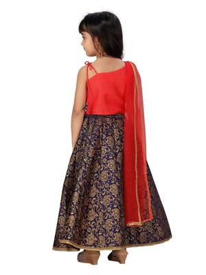 Navy-blue embroidered silk stitched lehenga 3