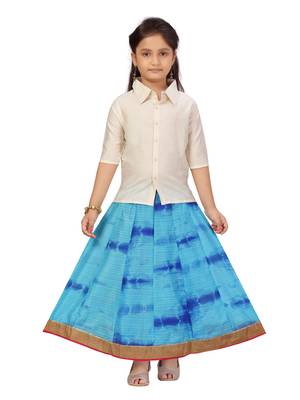 Turquoise plain silk stitched lehenga 1