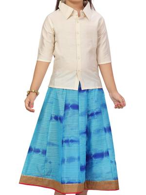 Turquoise plain silk stitched lehenga 4