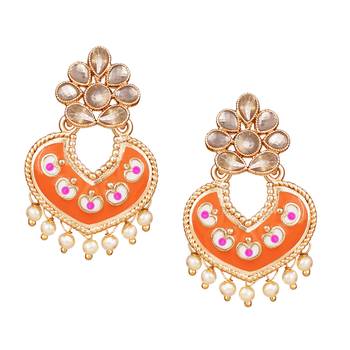 Orange pearl earrings 1
