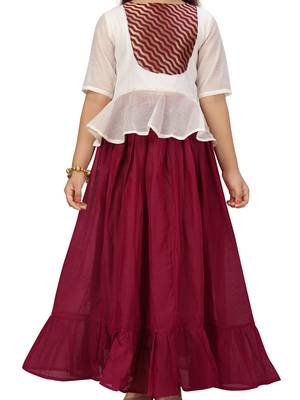Dark-purple self design silk stitched lehenga 4