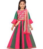 Rani-pink self design silk stitched lehenga