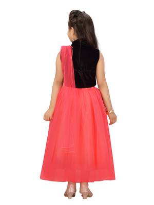 Light-red self design net stitched lehenga 3