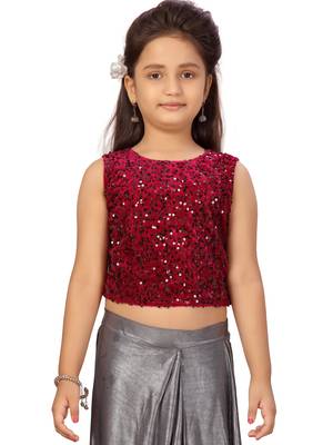 Grey sequins silk stitched saree 4