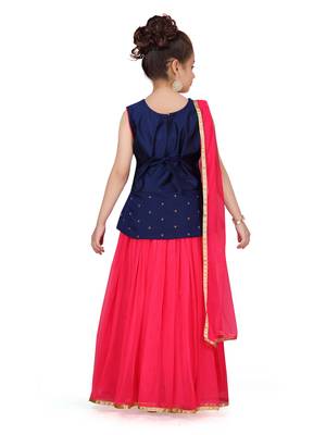 Rani-pink plain net stitched lehenga 3