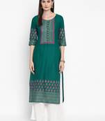 G COLLECTION women teal printed straight kurta