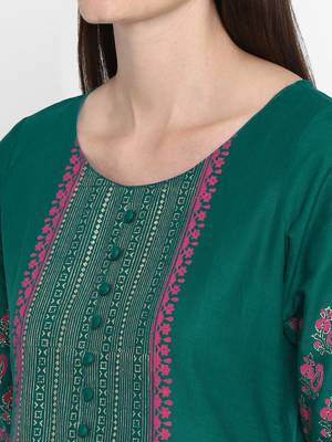  women teal printed straight kurta 5