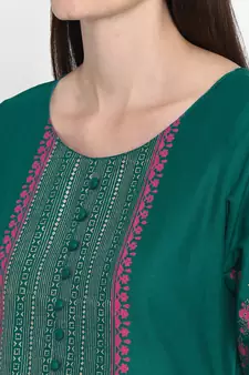  women teal printed straight kurta