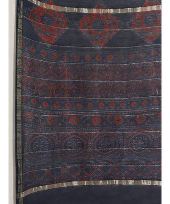 blue silk hand woven saree with blouse 4