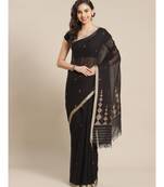 black Khadi hand woven saree with blouse