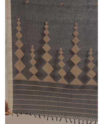 black Khadi hand woven saree with blouse 3