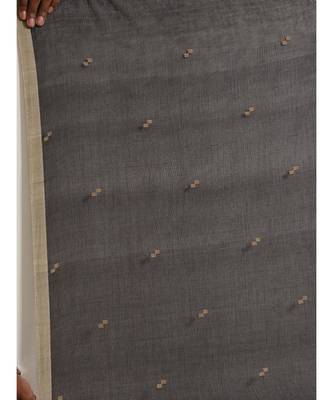 black Khadi hand woven saree with blouse 4