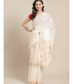 Cream Khadi hand woven saree with blouse