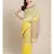 Yellow Linen hand woven saree with blouse