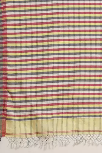Yellow Linen hand woven saree with blouse
