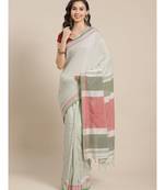 Cream KHADI hand woven saree with blouse