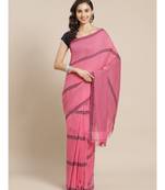 PINK Khadi hand woven saree with blouse