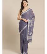 blue Khadi hand woven saree with blouse