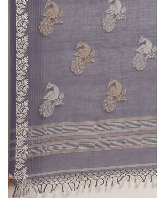 blue Khadi hand woven saree with blouse 3
