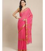 Pink Khadi hand woven saree with blouse