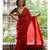 Red Line Linen Saree All Over Round With Printed Blouse
