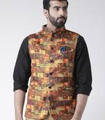 multicolor printed cotton nehru-jacket
