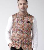 multicolor printed viscose nehru-jacket