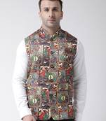 multicolor printed viscose nehru-jacket