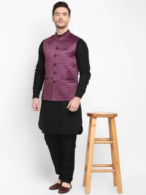 purple printed viscose nehru-jacket 1