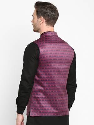 purple printed viscose nehru-jacket 2