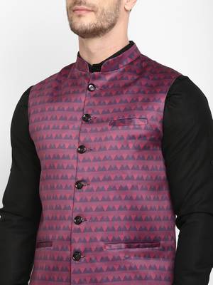 purple printed viscose nehru-jacket 5