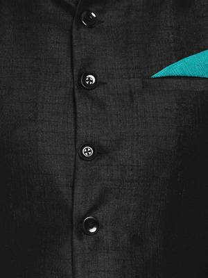 Black plain silk blend nehru-jacket 5