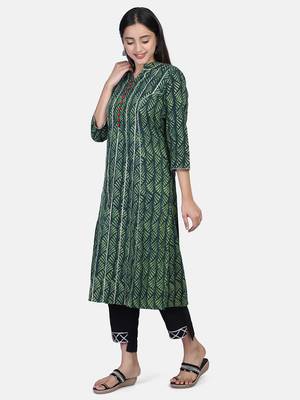 Green Handblock Printed Kurta 3