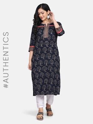 Indigo Handblock Printed Kurta 6
