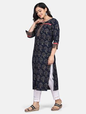 Indigo Handblock Printed Kurta 7